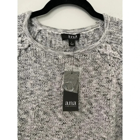 a.n.a Ribbed knit Pullover Crewneck Sweater Women’s‎ Black Size Large - Picture 5 of 8